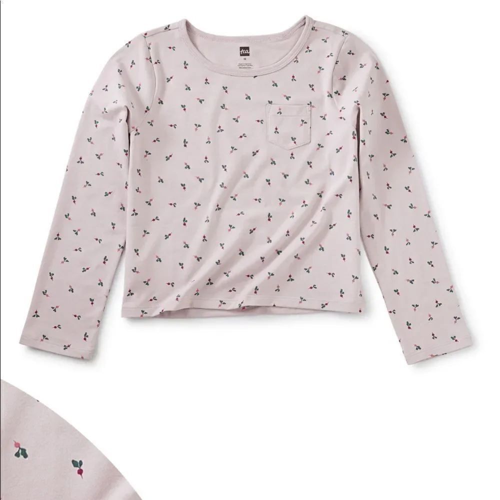 NWT New TEA COLLECTION Baby Radish Print Pocket Tee Shirt Lavender 14